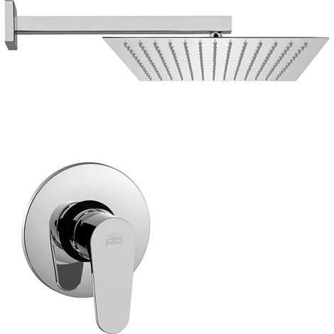 Set doccia incasso Paffoni Green quadrato cromato con soffione inox 30 cm (1/5)