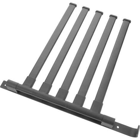 Porte-serviettes pliable noir à 5 barres pivotantes réglables, fixation murale pour salle de bain (1/5)