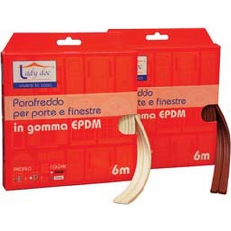 6PZ PARAFREDDO IN GOMMA PROFILO "E" - mm.9h. rotolo da mt.6 colore bianco