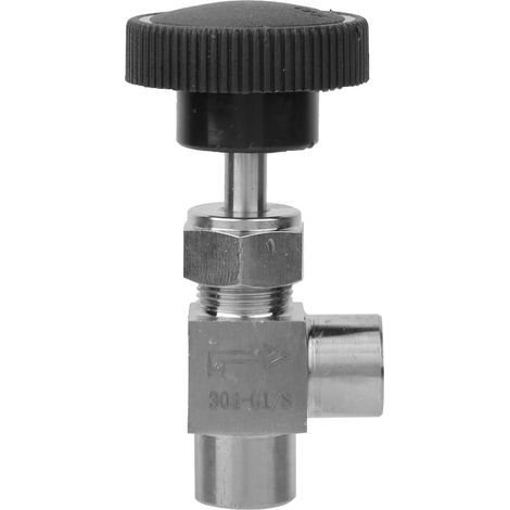 BSPP-Nadelventil mit Innengewinde, Edelstahl 304, Winkelausführung, Absperrventil für Wasser, Gas, Öl, Kraftstoff 1/8 (1/5)