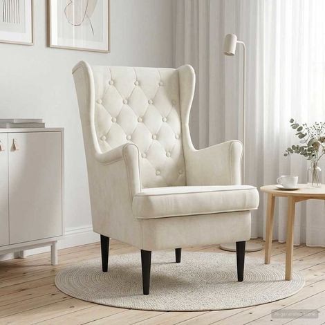 vidaXL Fauteuil Crème Velours