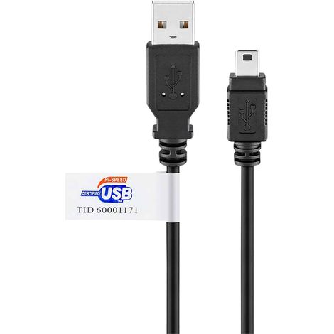 GOOBAY Câble USB 2.0 Hi-Speed A/miniB 93903 3m noir Certifié