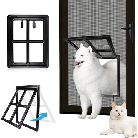 Haustiertür für Hunde und Katzen – Öffnung 30,5 cm x 40,6 cm – Einfache Montage – Strapazierfähige schwarze Farbe