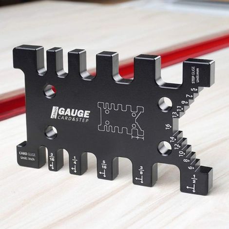Hochpräzise Aluminium-Schwalbenschwanzschablone – Messlehre für metrische und imperiale Größen. Für Holzbearbeitung, Oberfräse, Säge, Messlineal und Tisch. Holzbearbeitungswerkzeug. (1/5)