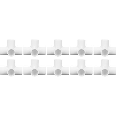 Sollbry 10 Pièces 4 Voies PVC Raccords 25mm Raccords de Tuyau Raccords de Tuyau pour la Connexion de Meubles (Blanc) (1/5)