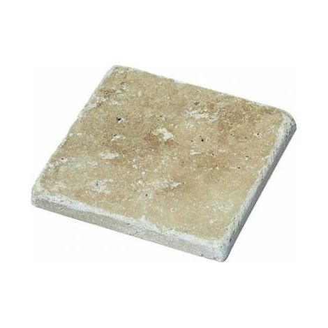 Decoon – Lot de 25 mosaïques travertin 10 x 10 cm – Beige – 0.25m2 – Pour crédence cuisine et mur salle de bains – Pierre vieillie décorative