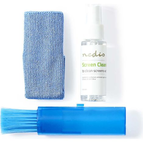 CLSN110BU Nedis Kit de nettoyage d'écran, TV, Smartphone, Tablette - 35 ml - Kit de nettoyage pour écran - Brosse en tissu nacré antistatique + 35 ml de liquide nettoyant sans alcool (1/2)