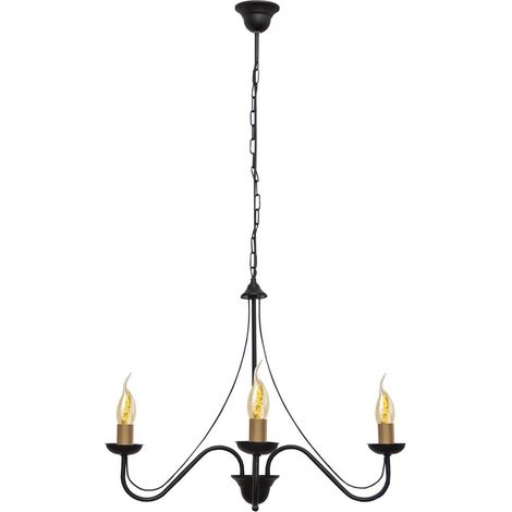 Helam MALBO Plafonnier Suspendu Multi Bras Noir, Patiné 60cm