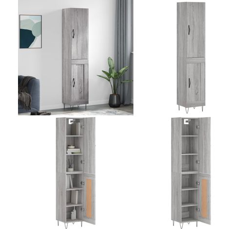 Highboard Grau Sonoma 34,5x34x180 cm Holzwerkstoff - Holzwerkstoff - Schrank (1/5)