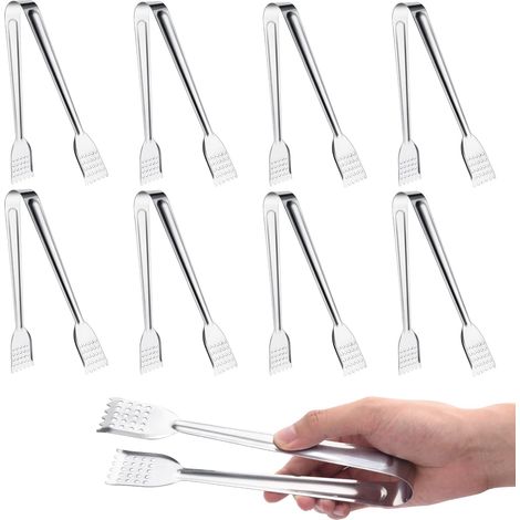 Ensemble de 8 pièces : Pinces de service 7 pouces, pinces de cuisine, pinces à buffet, pinces alimentaires en acier inoxydable