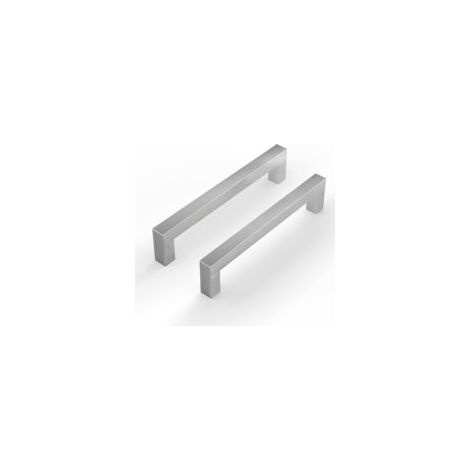 Juego de 2 tiradores plateados para armarios de cocina, tiradores para puertas de cocina, espaciado entre orificios de 128 mm, tiradores plateados para cajones, tiradores de cocina, tiradores de acero