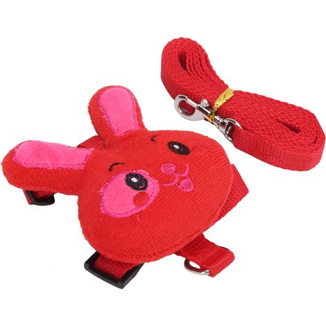 Ensemble laisse et harnais fantaisie pour petit lapin, en nylon résistant, idéal pour les promenades en traction, rouge, taille M. (1/5)