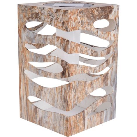 Lampe solaire décorative LED pour jardin en plastique effet marbre marron-beige 12,3 x 20 cm - PANGIVO (1/5)