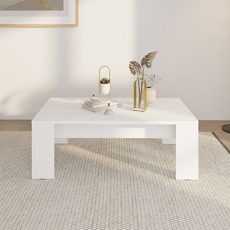 Mesa de Centro Bertona, Tablero Efecto Listones, Forma Rectangular, Color Blanco, 120x67x43h cm Blanco (1/5)