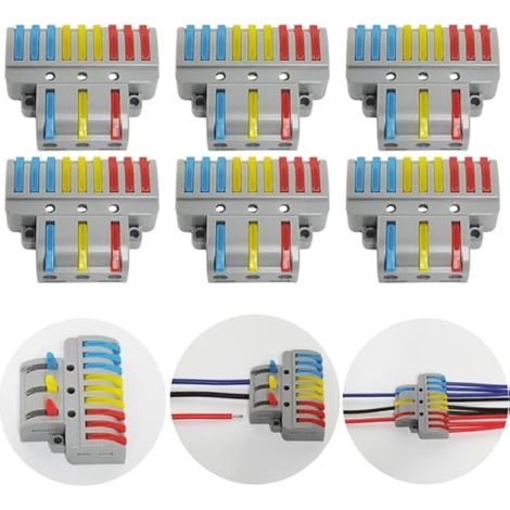Connecteur Electrique,6 Pcs 3 in 9 out Connecteur Conducteur Compact, Bornier Câble Connecteur Ressort Rapide, Avec vis de montage (1/4)