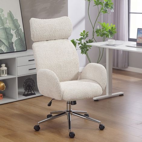 Chaise de bureau en polyester gris clair avec appui-tete reglable, inclinaison et hauteur reglable 88x35x59 cm (1/5)