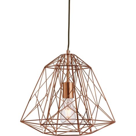Searchlight Geometric Cage - Suspension de plafond à 1 fil de lumière en cuivre, E27 (1/3)
