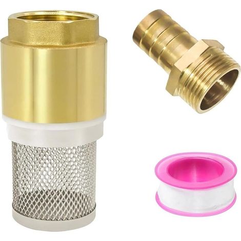 Clapet Anti-Retour - Crépine Aspiration - Raccord Fileté Mâle 1 Pouces - Cuivre et Acier Inoxydable - Pour Pompe À Eau et Tuyaux d'Aspiration - 1 Pièce (1/5)