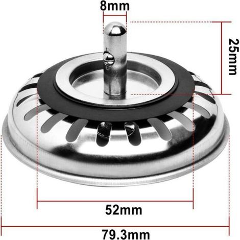 Bouchon d'évier - - 80 mm - Acier Inox - Lot de 2 - Compatible Robinet Standard (1/4)