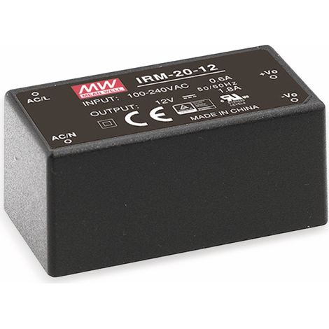MEAN WELL AC/DC-Printnetzteil IRM-20-24, 24 V-/0,9 A, 21,6 W
