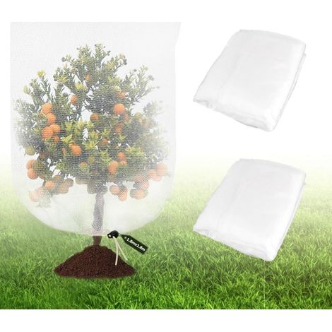 Set di 2 reti protettive per piante, 1,2 x 1,5 m, rete anti-insetti per alberi da frutto e giardini, riutilizzabile con maglia fine e coulisse, rete anti-uccelli per orti. (1/5)