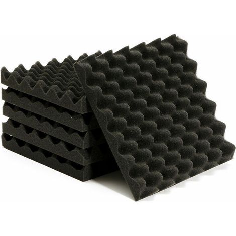 Paquet de 12 panneaux acoustiques, panneaux en mousse acoustique 30 x 30 x 2 cm, rembourrage insonorisé haute densité résistant au feu, noir (1/5)