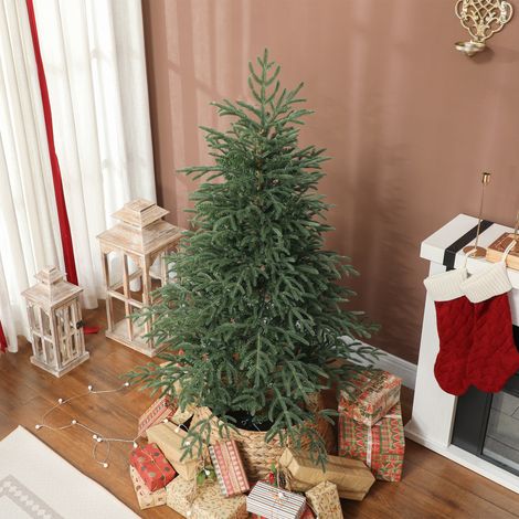 Sapin de Noël artificiel 150 cm ignifuge, 1375 branches réalistes, pied en métal pliable, arbre décoratif festif pour intérieur (1/5)