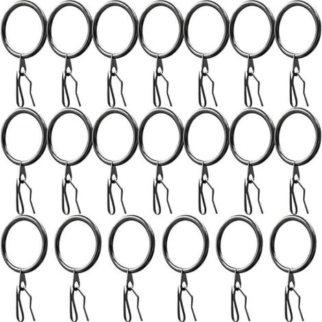 20 Pièces Curtain Rings,Anneaux de Rideaux Métal und Crochet Rideau Metal,Rideau de Porte,Rideaux de Douche(Noir) (1/4)