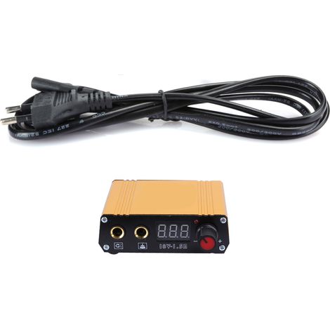 Alimentation Professionnelle pour Machine à Tatouage Mini, Affichage LCD, Prise UE 100‑230V Dorée (1/5)