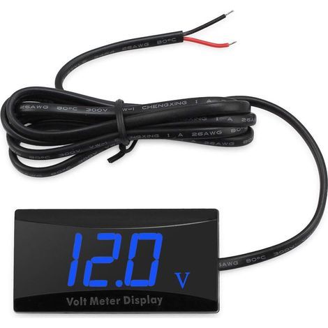 BRAVIX Car DC 12V voltmètre numérique LED Voltmètre étanche résistant aux chocs DC 12V Voltmètre Voltmètre pour jauge de tension moto et en voiture Voltmètre (LED bleue) (1/5)