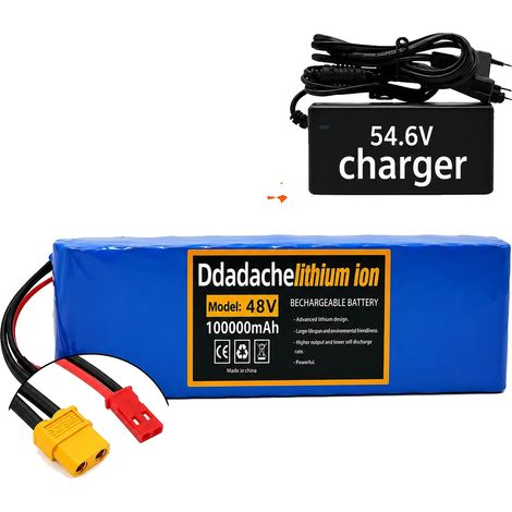 Batterie, capacité 100Ah, tension 48V, XT30-JST-chargeur (1/2)