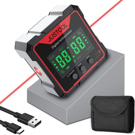 4 90° Inclinomètre Rapporteur LCD Numérique Inclinomètre Jauge D’angle Laser Niveau à Bulle IP54 Boîte de Niveau étanche Boîte de Nivellement Magnétique à 4 Côtés Boîte Biseautée (1/5)