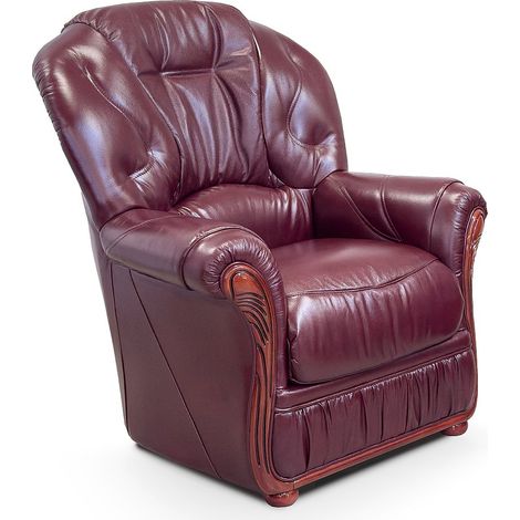Poltrona 100% cuoio di bufalo Bordeaux - DAPHNE