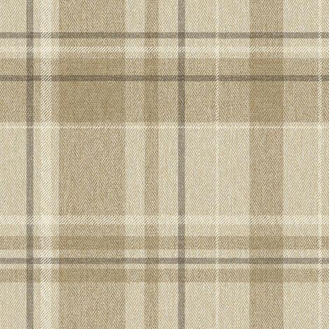 Crown Harris Tweed Herringbone Check Natural Wallpaper Luxury Fabric Effect (1/4)