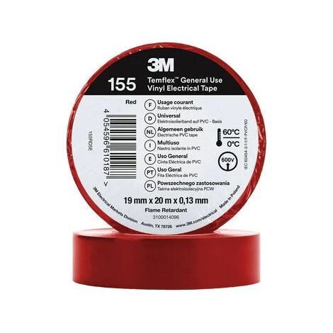 Nastro Isolante Temflex 155 PVC 19mm x 20m 3M 7100184744 Rosso