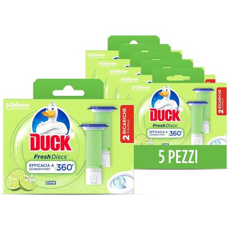 Duck Fresh Discs - Dischi Gel Igienizzanti WC, Fragranza Lime - Formato Scorta da 10 Ricariche e 60 Dischetti (1/5)