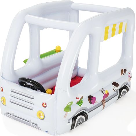 Saltador Hinchable con 10 Bolas de Juego Bestway Scoops'n Smiles 122x84 cm Color Blanco con Paredes Hinchables