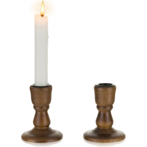 Bougeoir Bois pour Chandeliers: 2 pcs Bougeoirs Marron Rustiques Porte Bougie en Bois Bougeoir Mariage pour Centre de Table Mariage Evénement Noël ou Décoration de la Maison (1/5)