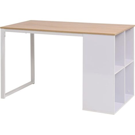 Escritorio 120x60x75 cm color roble y blanco vidaXL (1/5)