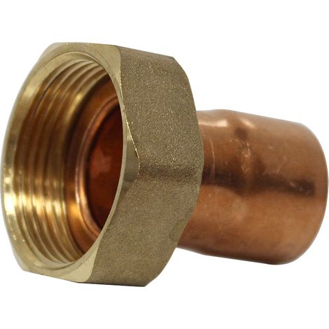 Raccord droit écrou prisonnier à joint plat - Femelle 1"1/4 (33/42) - Cuivre Ø28 - Arcanaute (1/5)
