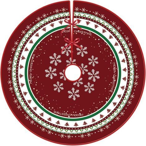 Jupe pour sapin de Noël Jupe ronde de 90 cm - Tapis à motif flocons de neige avec éléments classiques pour les décorations de sapin et les fêtes de Noël (1/4)
