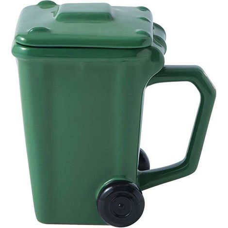 3D-Keramikbecher in Form eines Mülleimers mit Henkel und Rädern – Recyclingbecher – Ideal für den täglichen Gebrauch von Männern, Frauen, Mädchen und Jungen (1/4)