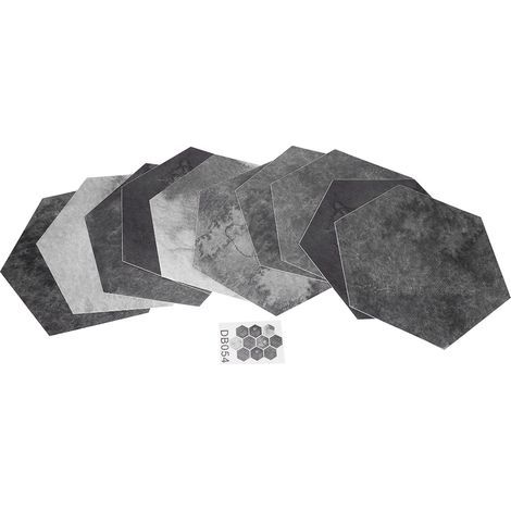 Lot de 10 autocollants de sol imitation carrelage, antidérapants et imperméables, motif hexagonal unique. (1/4)