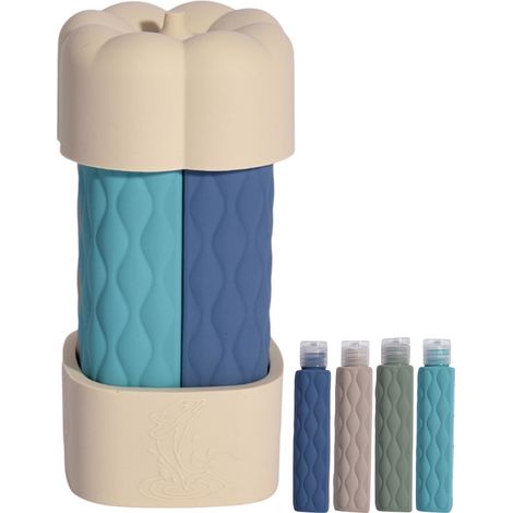 Lot de 4 flacons de voyage pour shampoing,contenants de voyage pour produits de toilette,flacons souples,rechargeables,Blanc cassé