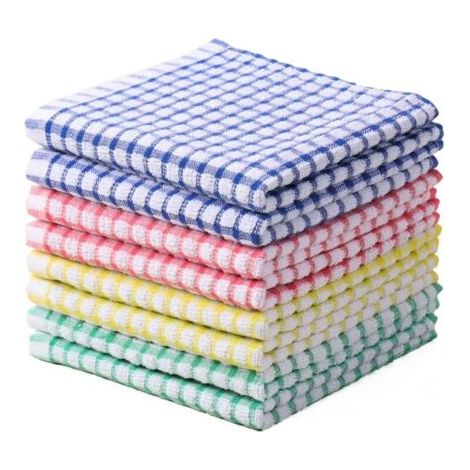 Pair Chiffon Nettoyage Cuisine - 8 pièces, Chiffon Coton Éponge Super Absorbant - 30,5x30,5cm