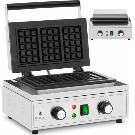 Piastra per waffle rettangolare per 3 waffle belgi TEFLON 1500 W (1/5)