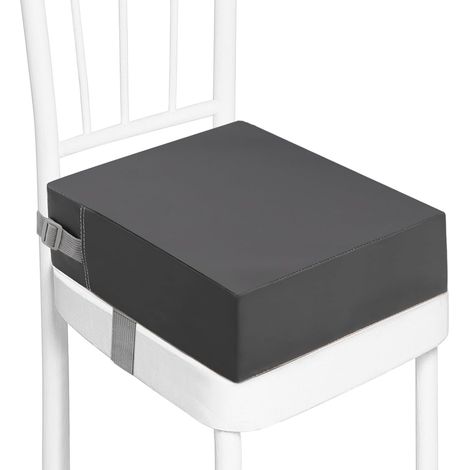 Rehausseur chaise enfant,lavable PU en Polyuréthane Double Ceinture de Sécurité Avec Fond Antidérapant Coussin de Voyage Portable (Gris foncé) (1/5)