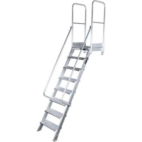 Escalera de acceso con plataforma de 45 Grados MAX de 6 peldaños con plataforma de 60x60 cm marca KTL (1/3)