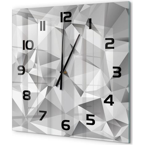 Grande Horloge Murale Carrée Originale Verre Trempé Décoration Maison Moderne Abstraction 3D 60x60 cm (1/5)