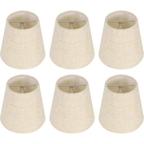 Ensemble de 6 Petits Abat-Jour, Abat-Jour Baril en Toile de Jute Clip sur Ampoule pour Lampe de Table et lampadaire, Abat-Jour de Lustre Nordique Beige 3,5 x 5,5 x 5,2 Pouces (1/4)
